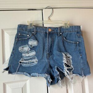 Ripped jean shorts